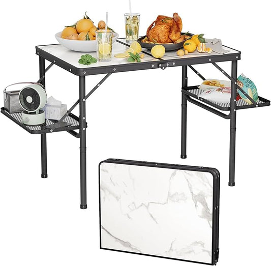 Titanker Folding Camping Table 3ft, Folding Picnic Table, Camp Tables Portable Foldable, 50% Extra Side Space, Outdoor Patio Table, RV/Car Camping Essentials, Aluminum Light & Solid