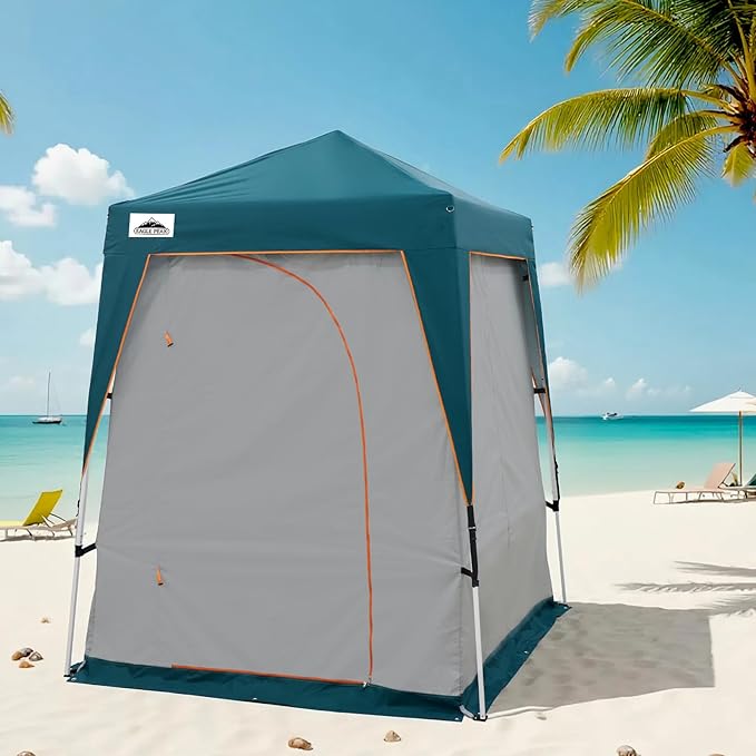 EAGLE PEAK 6x6 Pop Up Privacy Tent with Ground Mat, Portable Changing Room & Outdoor Shower Tent, Portable Canopy for Camping, Hiking, Pool Parties, Photoshoots or Toilet Shelters (Gray/Blue)