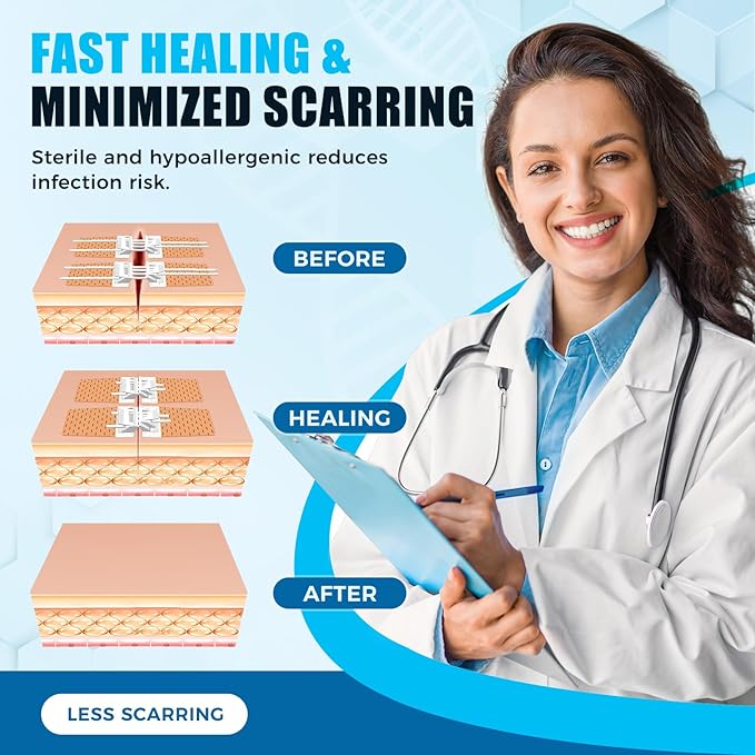 Emergency Wound Closure Kit 2-Pack | FSA/HSA Eligible Medical Grade Adhesive Sutures | Butterfly Bandages & Clotting Technology | for First Aid Kits, Outdoor Injuries, Post-Surgery Care