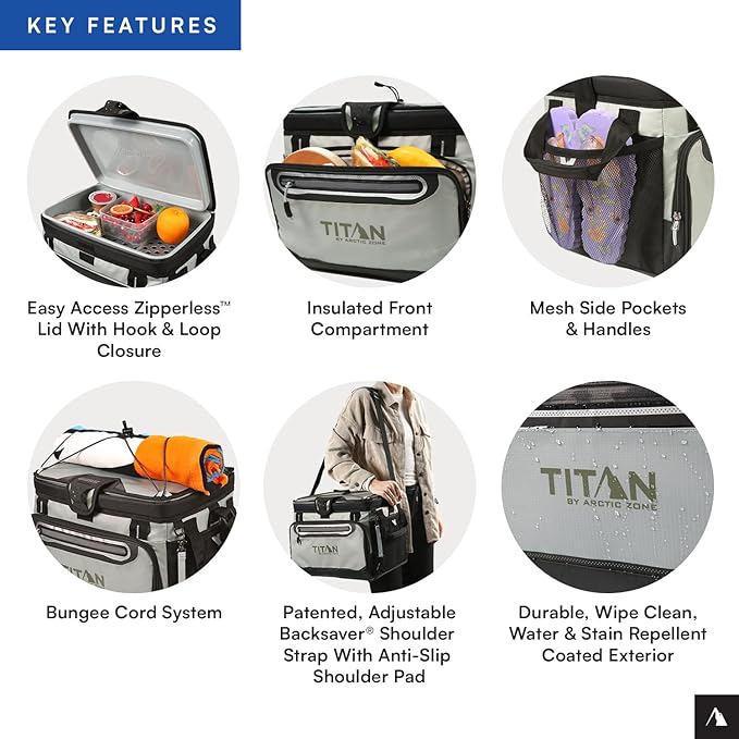 Arctic Zone Titan Deep Freeze Cooler - Zipperless Hardbody Cooler - Small & Large Capacity- Beach & Camping Cooler - Deep Freeze Insulation, HardBody Liner, and SmartShelf