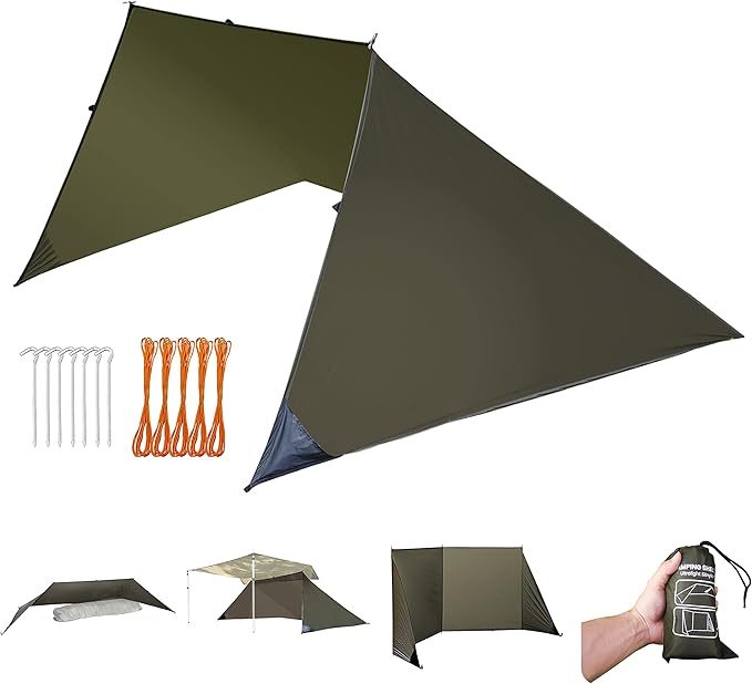 Onewind Emergency Shelter, Survival Shelter Tent, Lightweight Reusable Rainproof Windproof Shelter for Camping, Hiking, Backpacking and Camping Cot, OD Green