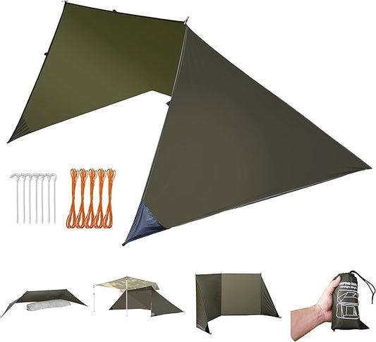 Onewind Emergency Shelter, Survival Shelter Tent, Lightweight Reusable Rainproof Windproof Shelter for Camping, Hiking, Backpacking and Camping Cot, OD Green