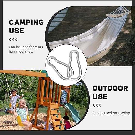 50PCS M4 Spring Snap Hook Carabiner, Heavy Duty Galvanized Steel Carabiner Clip, 110LBS Holding Capacity Spring Clips for Hammock Swing Outdoor Travel