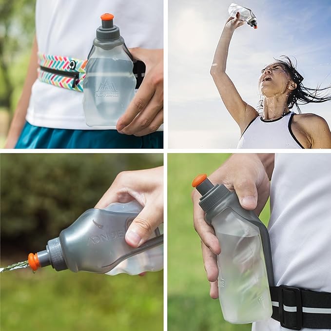 Azarxis Running Water Bottles Flask BPA Free Leakproof Hydration Vest Packs Waist Belt Replacement for Triathlon Marathon Hiking Cycling Climbing Runner