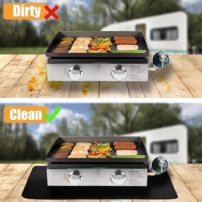 18 x 15 in Heat Resistant Grill Mats for Outdoor Grill to Protect Your Prep Table and Outdoor Grill Table, Fireproof Waterproof Oil-Proof BBQ Mat Grill Table Mat - Reusable Black (0.6mm)