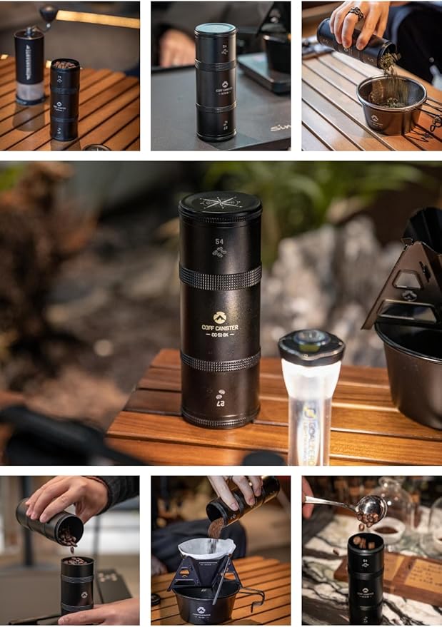 camping moon CAMPINGMOON Coffee Canister 2-Stage CNC Cutting Duralumin Black CC-51-BK