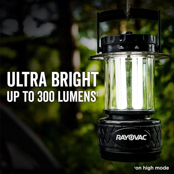 Rayovac Sportsman LED Camping Lantern, Battery Powered Lantern, Water Resistant Hurricane Supplies and Emergency Light, Pack of 1