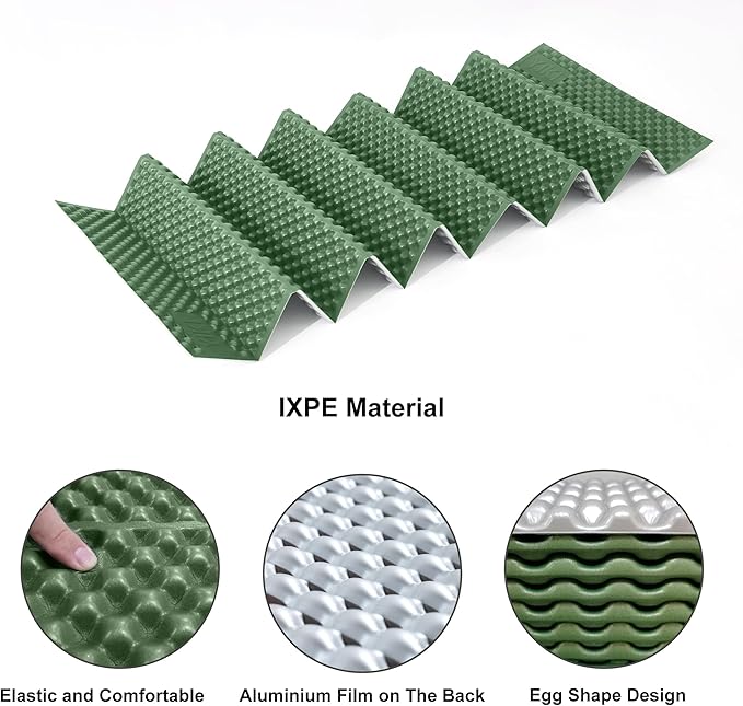 YIKI Closed Cell Foam Sleeping Pad for Camping, 72.8x22 inch, Ultralight Foldable Foam Sleeping Mat with Heat Reflective Layer, Waterproof Backpacking Pad for Hiking, Tent, Outdoor Use