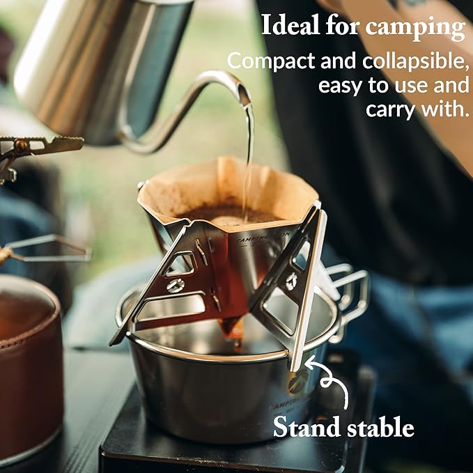 CAMPINGMOON Collapsible Coffee Dripper Pour Over Camping Outdoor 304 Stainless Steel COF-01