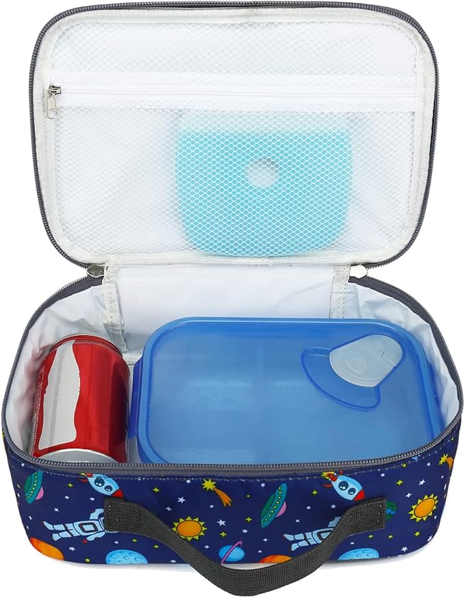 FlowFly Kids Lunch box Insulated Soft Bag Mini Cooler Back to School Thermal Meal Tote Kit for Girls, Boys, Astronaut