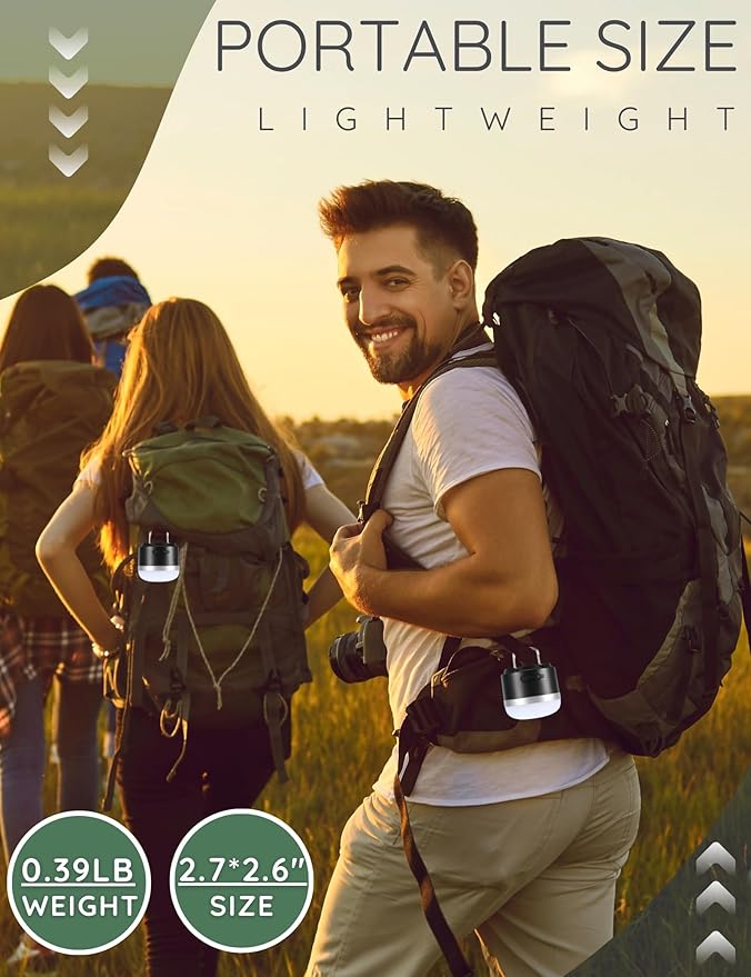 Joyzy Rechargeable LED Camping Lantern with 5 Light Modes, Adjustable Brightness Mini Hanging Lantern (Black)