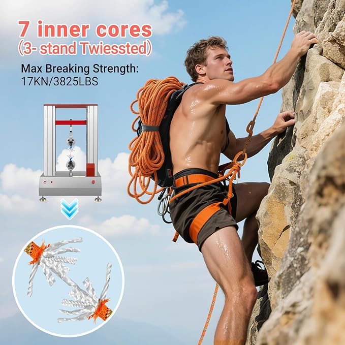 10.5mm Climbing Rope,Static Rock Climbing Rope for Escape Rope Ice Climbing Equipment Fire Rescue Parachute