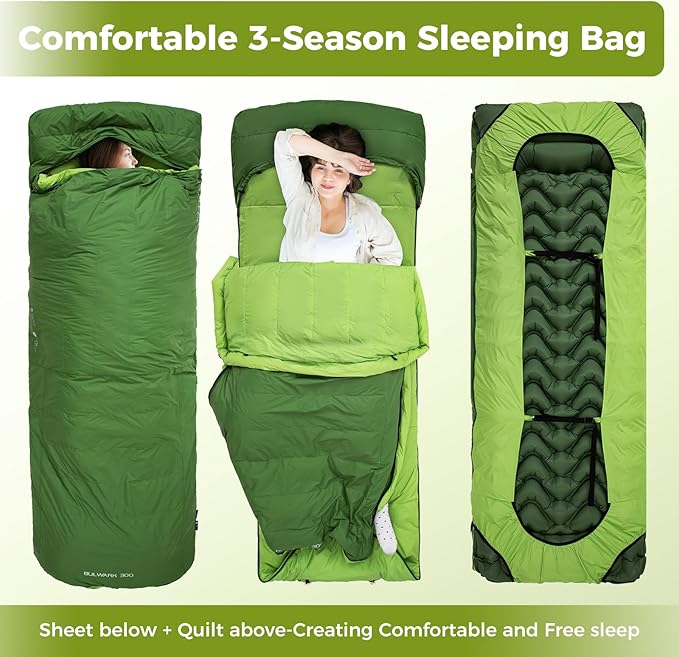 ATEPA Down Sleeping Bag, Recycled 650FP 4 Season Summer & Winter Compact Rectangle Lightweight Waterproof Wearable Sleeping Bag with Compression Sack for Camping Backpacking Hiking