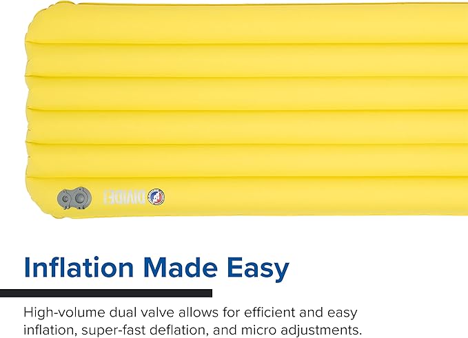 Big Agnes Divide Insulated | Lightweight, Compact, 3-Season Air Chamber Sleeping Pad, Wide Regular, Warm Olive