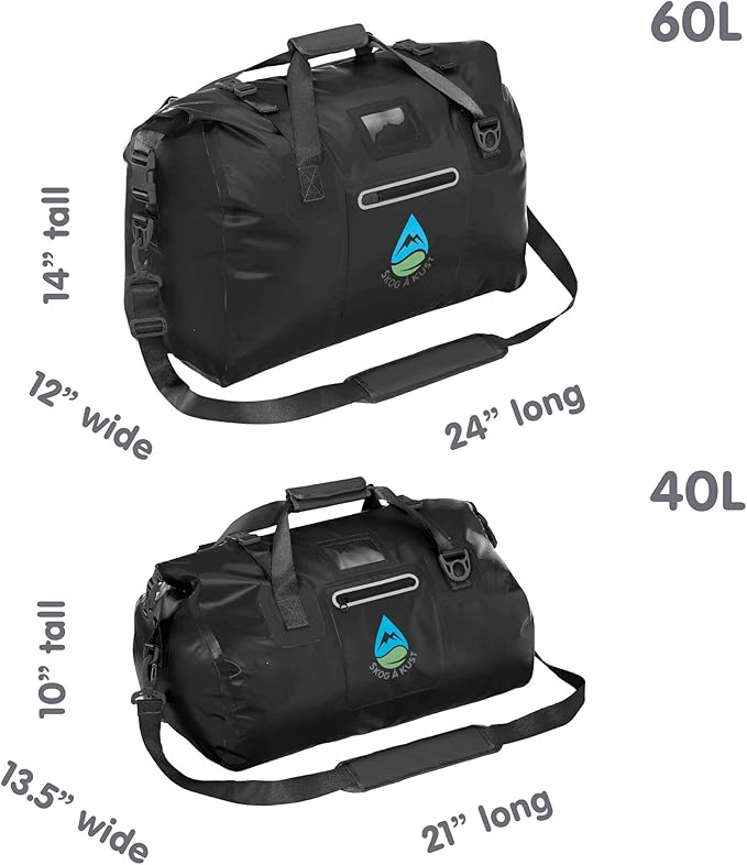 Skog Å Kust Duffelsak Heavy Duty Waterproof Duffel - Gear Bag for Sports, Travel, & More - 60L Black