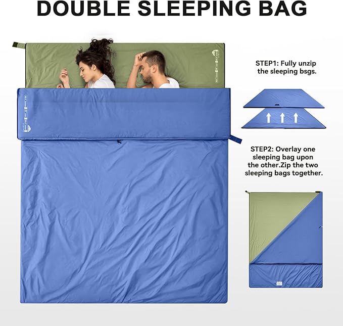 Ultralight Warm Weather Sleeping Bag - Portable, Waterproof, Compact Lightweight, Comfort with Compression Sack - Great for Outdoor Camping, Backpacking & Hiking