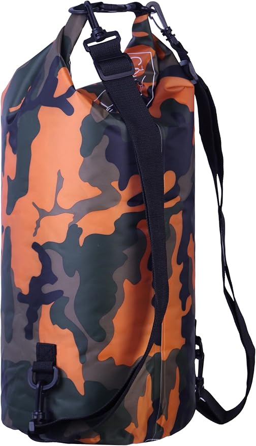 Waterproof Dry Bag Combo 5-30L Roll Top Dry Storage Bag Backpack for Kayaking Boating Beach Camping Travel Fishing, w/Phone Case & Collapsible Water Bottle & Sunglasses & Ear Band,Orange 20L