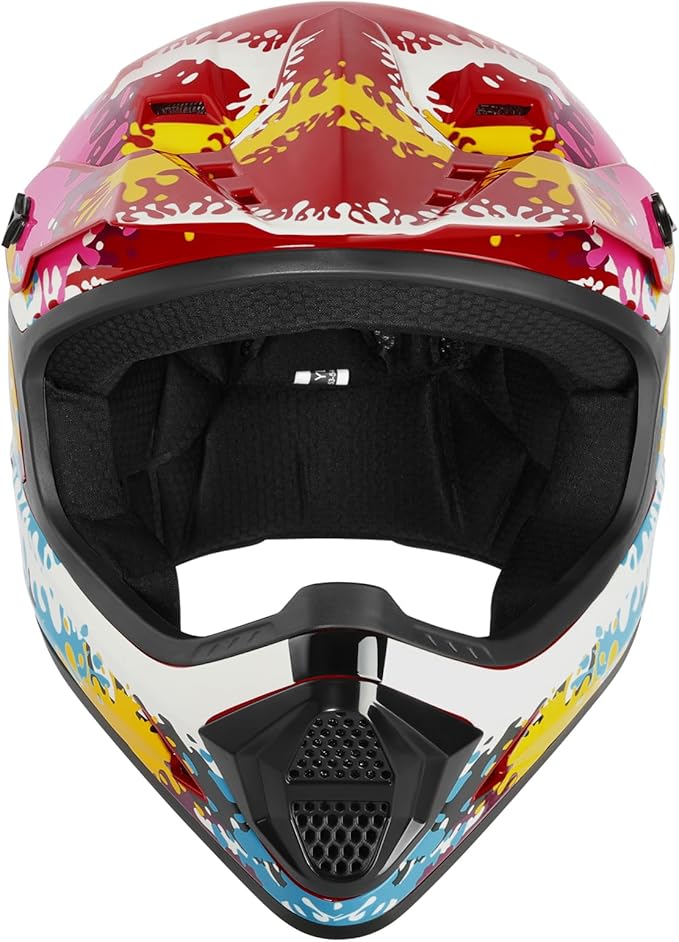 TCT-MOTORPARTS DOT Youth Kids Motocross ATV Full Face Helmets for Offroad Street Dirt Bike Go-Kart BMX MX Colorful Graffiti X-Large