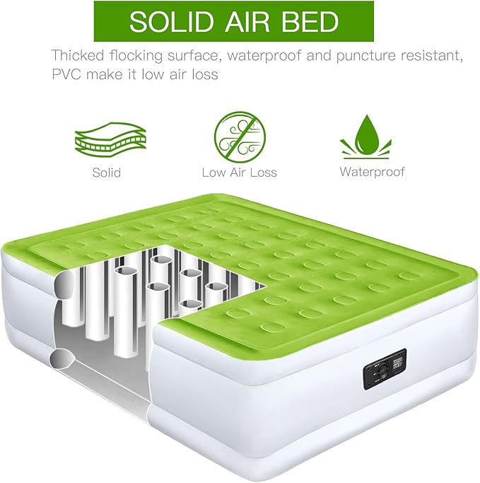 YENING Queen Size Air Mattress with Built in Pump Raised Inflatable Bed Heavy Duty Blow up Matressith Airbed 18 Inch Tall