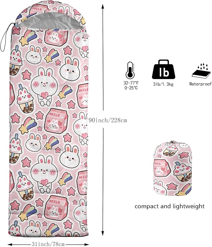 QOOMO Camping Sleeping Bags,3 Season Warm & Cool Weather,Lightweight,Waterproof Sleeping Bags for Adults & Kids,Traveling,and Outdoors,Camping Gear Equipment