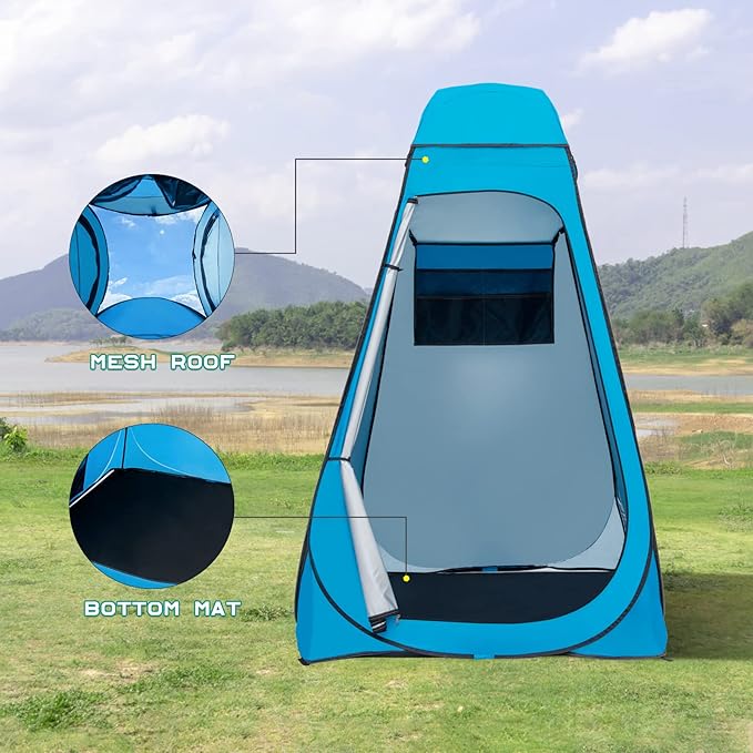 BRIAN & DANY Pop Up Shower Tent, Portable Privacy Camping Changing Tent, Camp Toilet Bathroom Pod with Rain Shelter & Windows, UPF 50+ & Waterproof, 47.2" x 47.2" x 74.8"