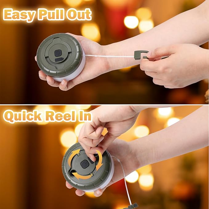 Camping String Lights, 2 in 1 Outdoor Rechargeable LED Fairy Lights With 5 Lighting Modes(26.3ft), Portable IPX4 Waterproof Tent Light for Outdoor Indoor Camping Party RV Decor (Multicolor Light)