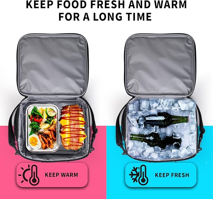 Graffiti Game Pattern Lunch Bag Watercolor Doodle Game Lunch Boxes for Women/Man Office Work Travel School Work Picnic Durable Reusable Insulated Large Lunch Tote Bag with Adjustable Shoulder Strap