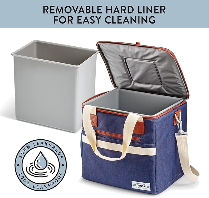 Fit & Fresh 24-Can Navy Insulated Soft Cooler Bag, 7.12 Liters, Portable, Leakproof, Insulated, PEVA Lined