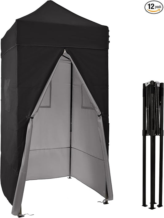 Pop Up Changing Tent - 46.5” Steel Frame Canopy Sun Shelter Pool Cabana, Portable Changing Room, or Privacy Tent for Camping Toilet or Portable Shower - Camping Essentials by Wakeman Outdoors (Black)