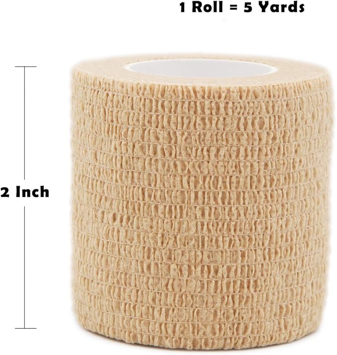 First Aid Bandages Cohesive Wrap Adhesive Self Adherent Tape Colorful (2-Inch, Skin)