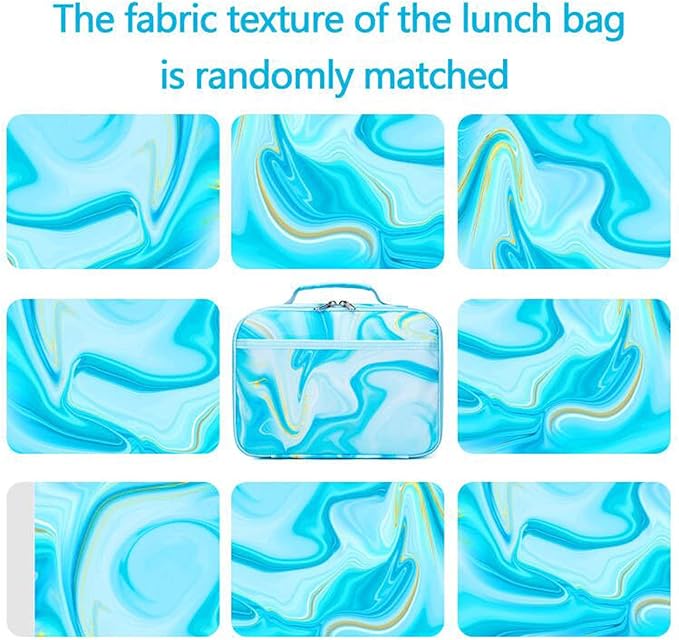 LOIDOU Lunch Box for Kids Boys Girls Insulated Lunch Bag Thermal Meal Tote Reusable Lunch Pail Bags for School Travel (Marble Blue)