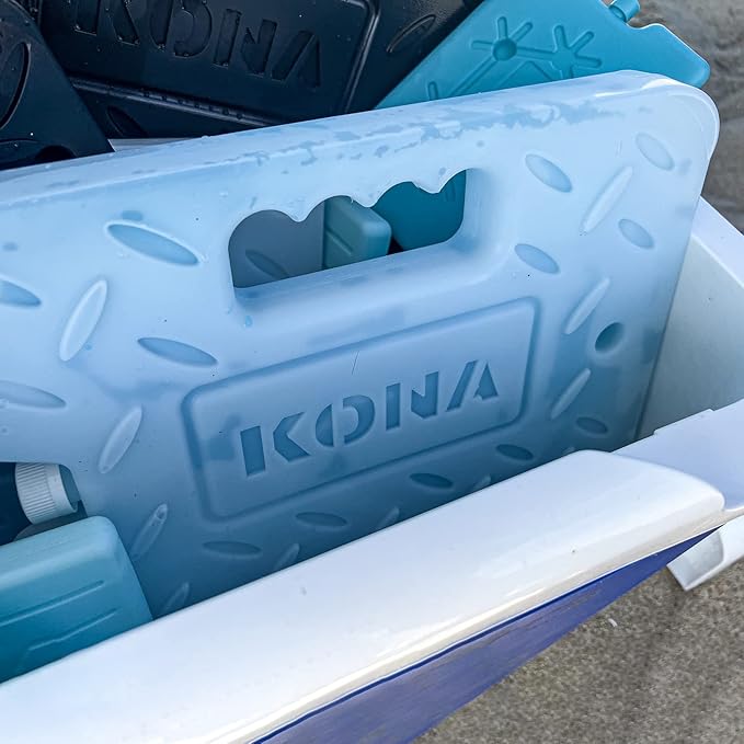 Kona Large Ice Pack for Coolers [Blue Ice 4lb] Extreme Long Lasting Design Absorbs Heat to Cool Faster - Refreezable. Reusable. Colder Than Ice (-5C) Cooler Ice Pack