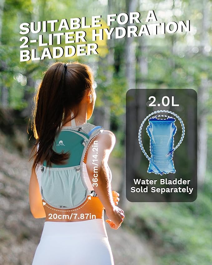 Running Vest for Women and Men, Hydration Backpack for Runners, Trail, Hiking, Biking and Walking, with Front Phone Holder, Adjustable Chest and Waist Strap
