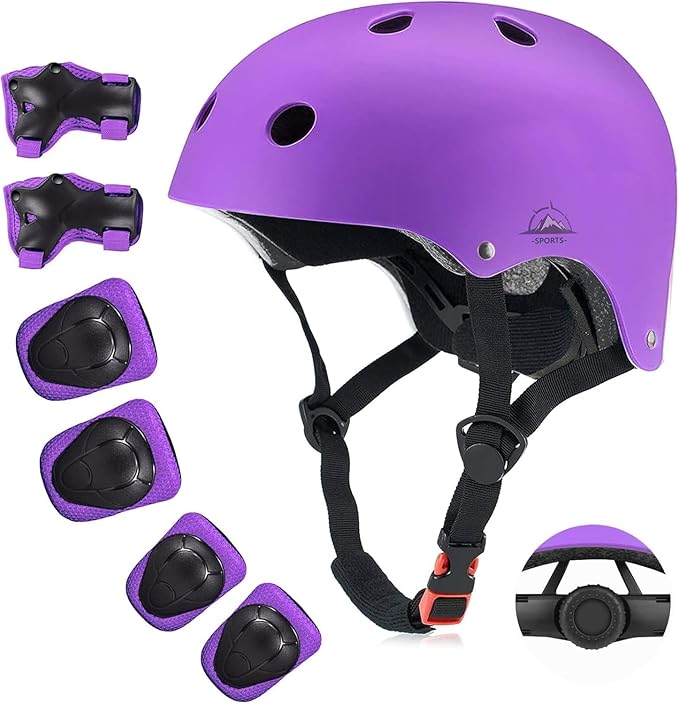 Kids Bike Helmet Set, CPSC Certified with Knee Pads Elbow Pads Wrist Guards,Adjustable Helmet for Ages 3-5-8-15 Toddler Kids&Youth,Bicycle Skateboarding…