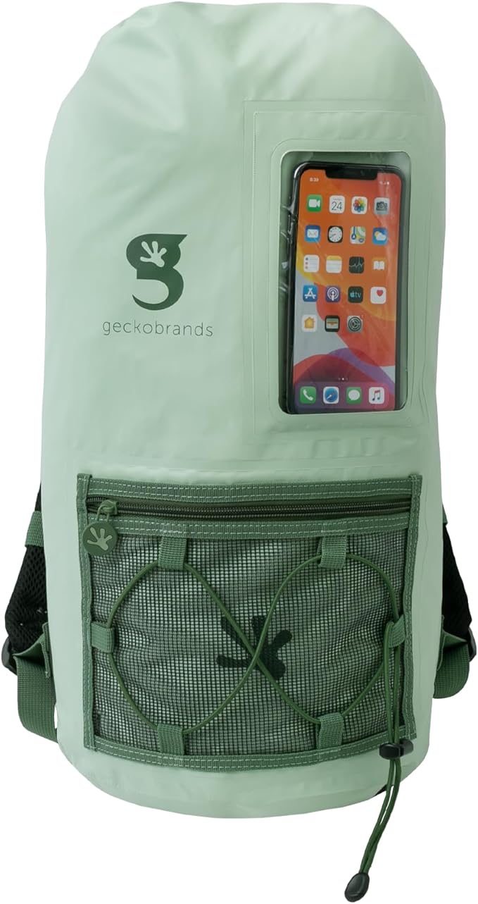 geckobrands Hydroner 20L Waterproof Dry Bag Backpack – Lightweight Roll-Top Bag with Clear Phone Pouch for Outdoor Activities