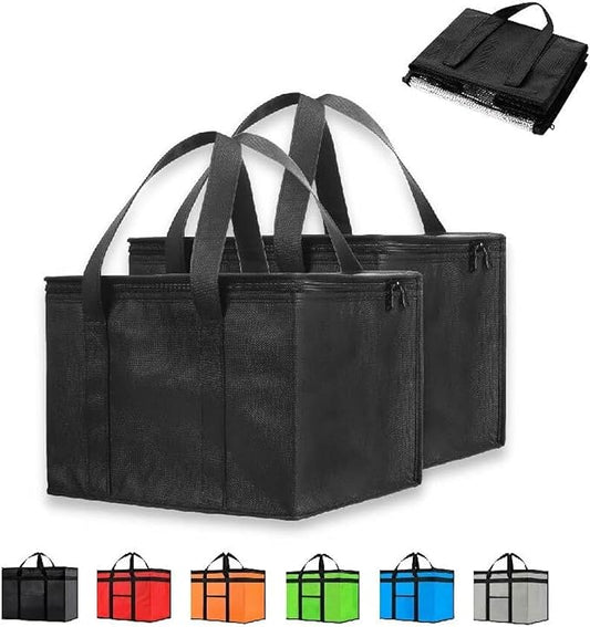 NZ home Small Insulated Cooler Bag and Food Warmer for Delivery & Grocery Shopping with Zippered Top, Black (1 Pack)