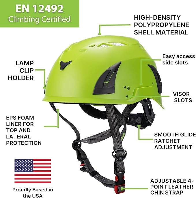 Land Helmets ClimbPro Helmet EN 12492 Vented for Rock Climbing – Durable, Lightweight Shell, Adjustable Chin Strap, Perfect for Outdoor Adventure with Universal Accessory Slots