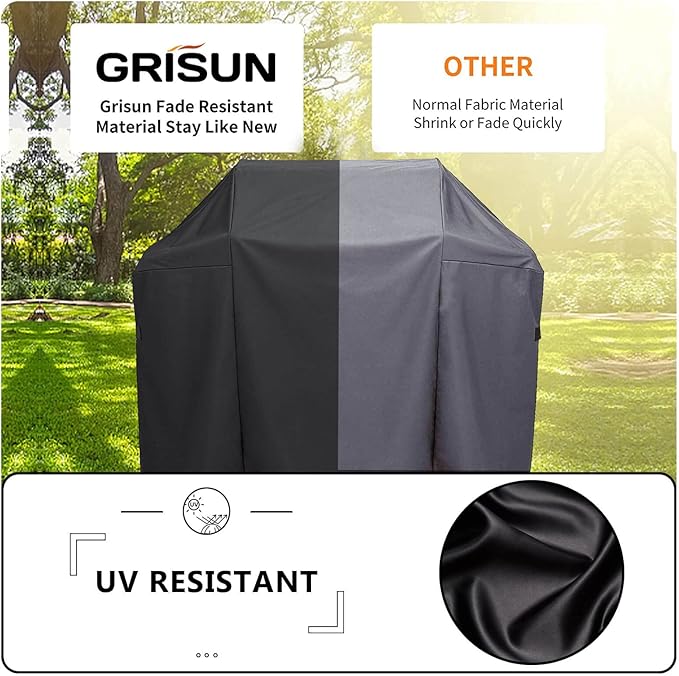 Grisun 7139 Grill Cover for Weber Spirit 300 Grills, Spirit 310, E310, S310, E330 and E315, Waterproof and UV-Resistant Gas Grill Cover, Heavy Duty BBQ Cover, 51 inches, Black