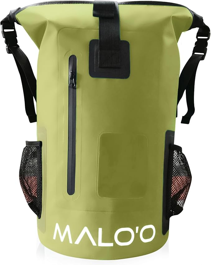 Malo'o 30L Waterproof Roll-Top Backpack - Ideal for Beach, Backpacking, Fishing, and Kayaking - Heavy-Duty Beach and Boat Accessory
