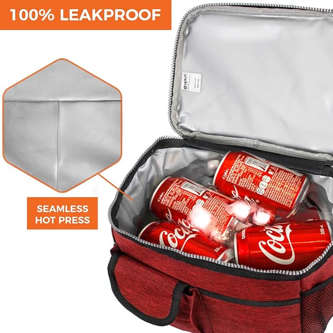 opux Lunch Bag Women Insulated, Adult Lunch Box Cooler, Lunch Box for Men, Dual Compartment Lunchbox for Work, Leakproof Double Decker Lunch Bag, Soft Lunch Pail Tote Girls Boys Kids School, Red