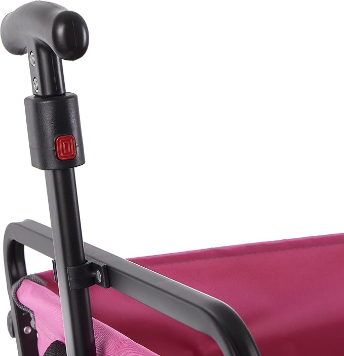 Seina Heavy Duty Steel Compact Collapsible Folding Outdoor Portable Utility Cart Wagon with All Terrain Rubber Wheels and 150 Pound Capacity, Red