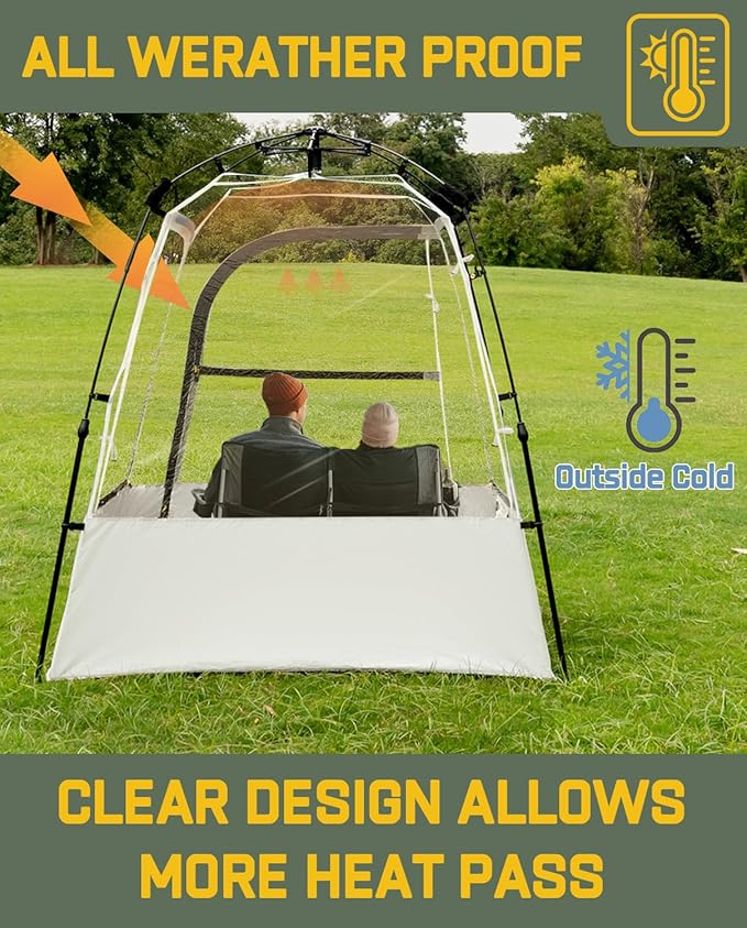 Pod All Weather Sports Tent, Outdoor Pop Up Bubble Clear 540° View Winter Tent for 1-2 Person, Instant Cold Weather Shelter with Rainfly for Soccer, Football, Softball & Other Sports Events