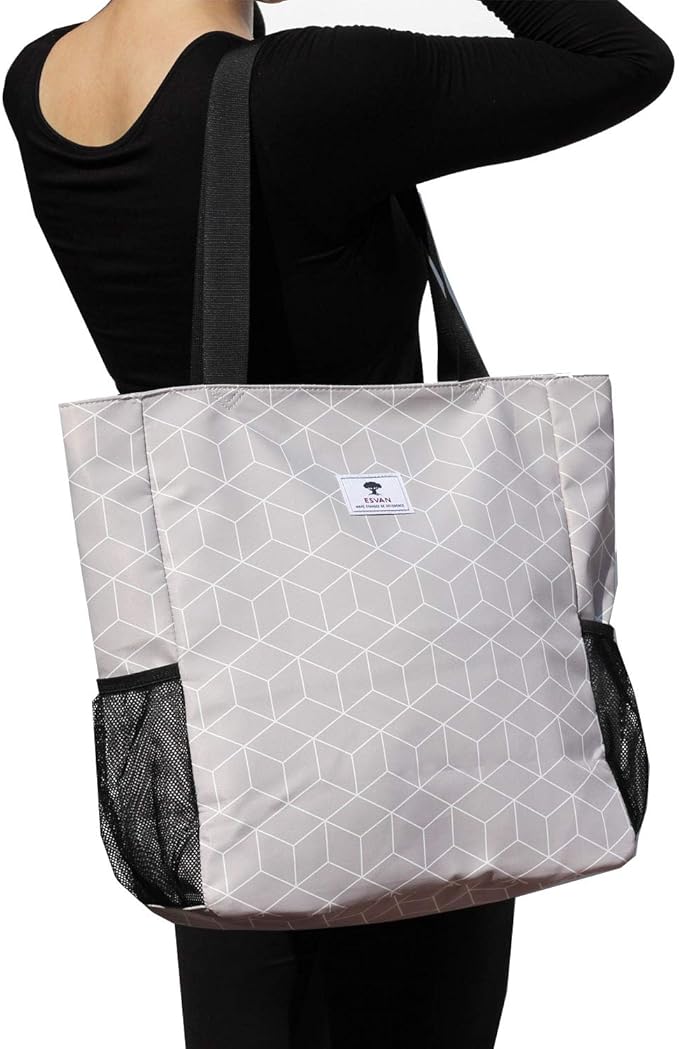 ESVAN Original Floral Water Resistant Large Tote Bag Shoulder Bag for Gym Beach Travel Daily Bags Upgraded