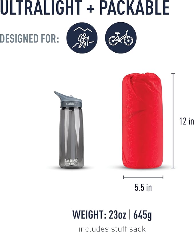 Sea to Summit Ultralight Self-Inflating Foam Sleeping Pad for Backpacking and Camping, Women's Large (72 x 23 x 1 inches)