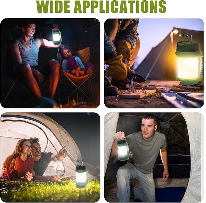 Camping Lantern Rechargeable LED Flashlight,6 Modes Torch,IPX4 Waterproof,Portable Light with Two-Way Hook and USB Cable for Camping, Hiking, Hurricane,Emergency,Outage