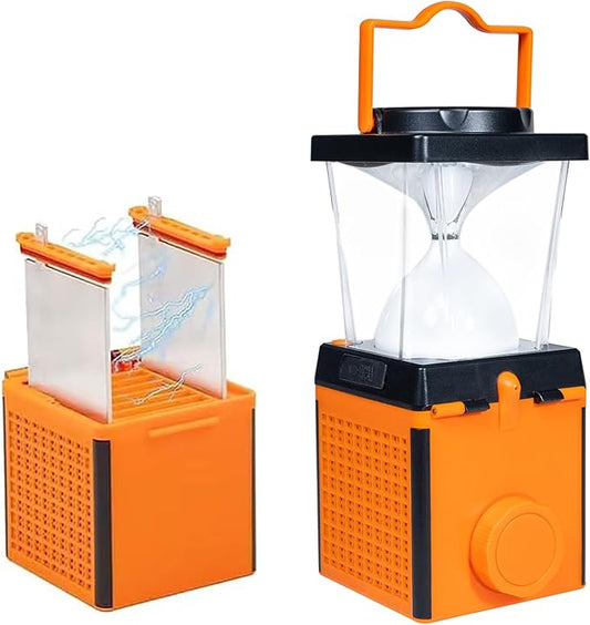 Saltwater Camping Lantern, LED, Orange, Waterproof, 3.54"L x 3.54"W x 9.84"H, 350 Lumen, 150 Hour Battery Life, Solar Powered, 5V, Emergency, Hiking, Camping, Hurricane