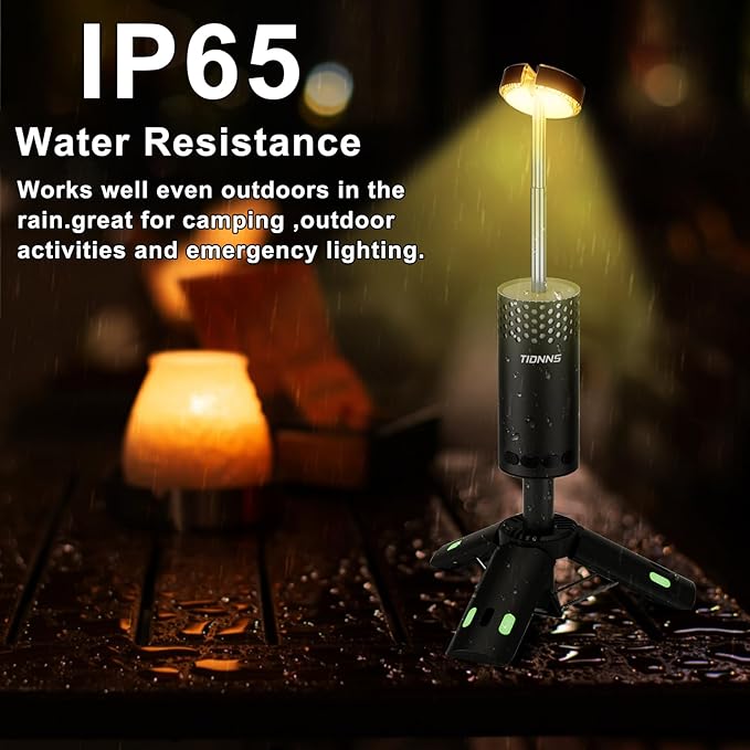 Camping Light Telescopic, Rechargeable Collapsible Camping Lanterns with Stand, 10000mAh Magnetic Waterproof Camping Lamp, Outdoor Light for Emergency, Cool Camping Must Haves (Black)