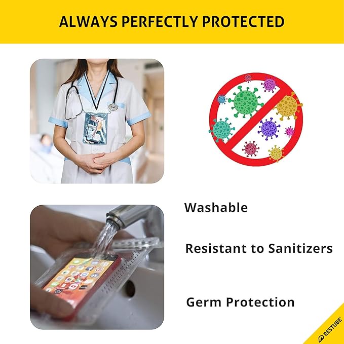 restube Waterproof Phone Pouch | IPX8 Case Fits Up to Max [6.9 Inches] - iPhone 14, 13, 12, 11, XS, XR, X, 8, 7 | Samsung S20, S10, S9 - Ideal for Swimming, Beach, Pool, Travel Black