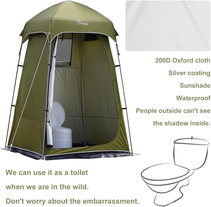 Vidalido Outdoor Camping Shower Tent Easy Setup Privacy Tent Changing Room Portable Camp Shower Tents for Camping with Floor, Waterproof Privacy Shelters Camping Toilet Tent