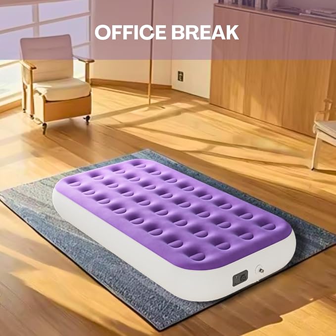 Twin Air Mattress with Built in Pump,10" Blow up Air Bed, 2 Mins Quick Self-Inflation/Deflation, Foldable Inflatable Mattress for Home/Travel, 10'' Twin Purple